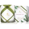 Thymes Frasier Fir Frosted Plaid Medium Candle In Green