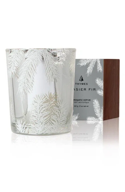 Thymes Frasier Fir Statement Boxed Votive Candle In Silver