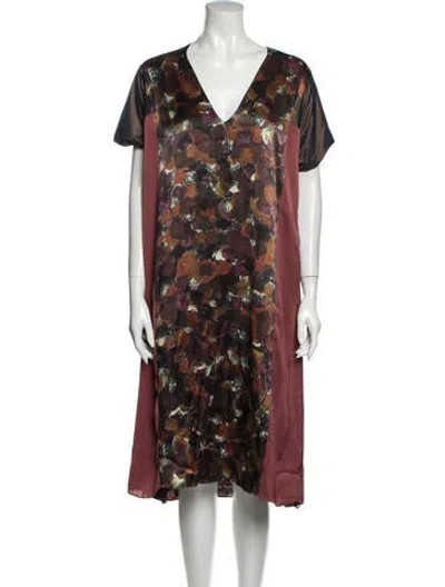 Pre-owned Tia Cibani Floral Print Midi Length Dress In Multi
