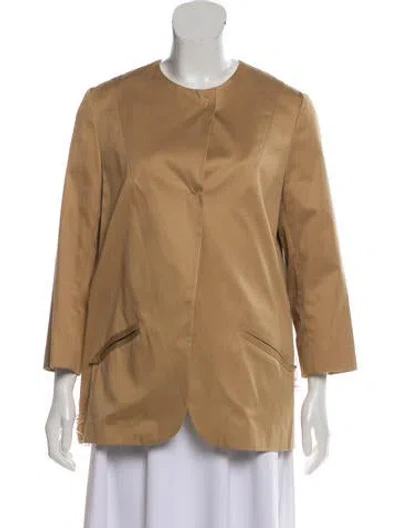 Pre-owned Tia Cibani Long Sleeve Lace-trimmed Jacket In Neutral