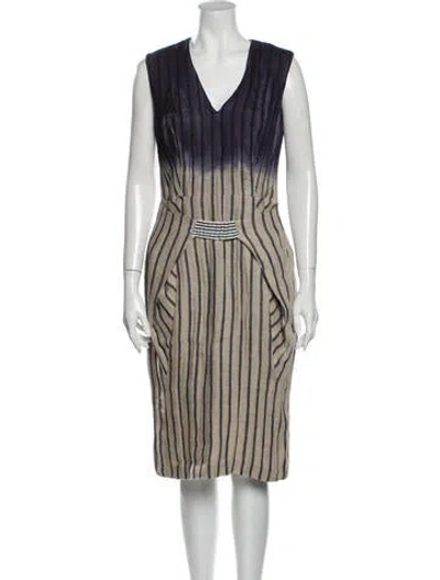 Pre-owned Tia Cibani Patterned Midi Length Dress In Blue