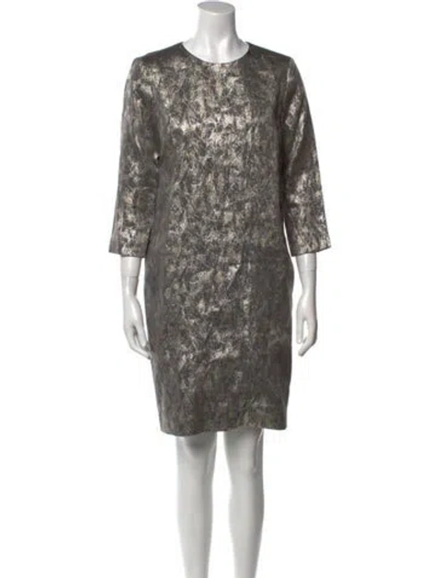 Pre-owned Tia Cibani Printed Knee-length Dress In Gray