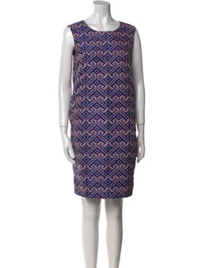 Pre-owned Tia Cibani Printed Mini Dress In Blue