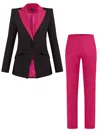 Tia Dorraine Black / Pink / Purple Illusion Classic Tailored Suit, Black & Pink In Black/pink/purple