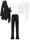 Tia Dorraine Black / White Double Identity Blazer, Shirt & Trousers Set In Multi