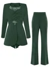 Tia Dorraine Emerald Dream Cross-wrap Statement Suit - Dark Green In Green