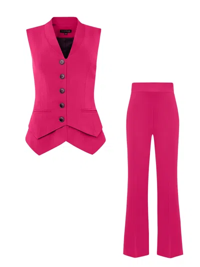 Tia Dorraine Fitted Waistcoat & Trousers Set – Hot Pink