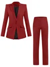 Tia Dorraine Illusion Classic Tailored Suit - Burgundy In Red