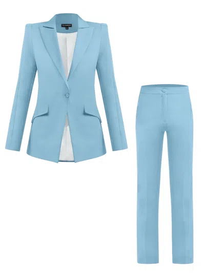 Tia Dorraine Illusion Classic Tailored Suit, Light Blue