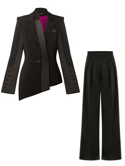 Tia Dorraine Modern Power Tailored Asymmetric Suit, Black