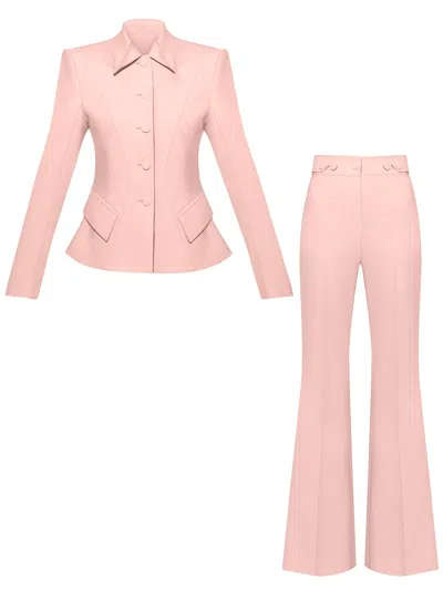Tia Dorraine Pink Hourglass Blazer & Flared Trousers Set