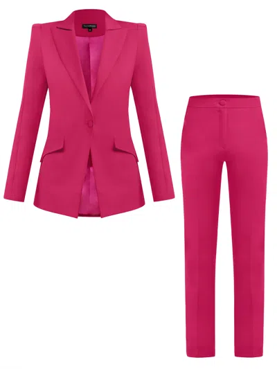 Tia Dorraine Pink / Purple Illusion Classic Tailored Suit - Hot Pink In Pink/purple