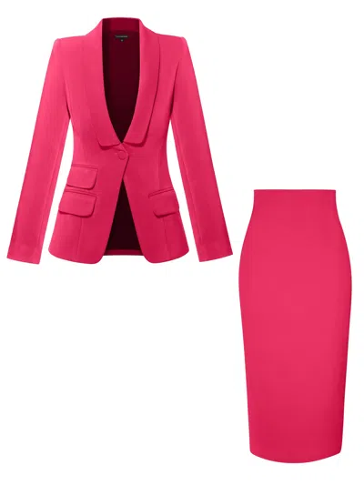 Tia Dorraine Pink / Purple Vision Tailored Blazer & Skirt Suit - Hot Pink In Pink/purple