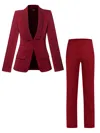 Tia Dorraine Red Burgundy Single-breasted Pant Suit In Red