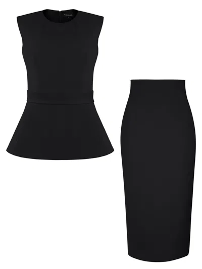 Tia Dorraine Sleeveless Top & Pencil Midi Skirt Set, Black