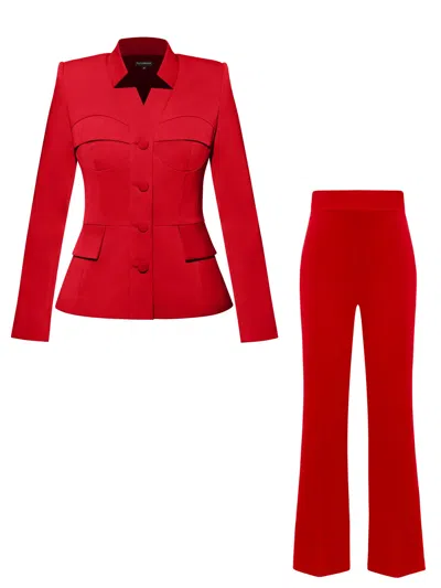 Tia Dorraine Time For Romance Tailored Suit - Fierce Red