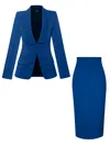 Tia Dorraine Vision Tailored Blazer & Skirt Suit - Azure Blue In Blue