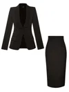 Tia Dorraine Vision Tailored Blazer & Skirt Suit - Black In Black