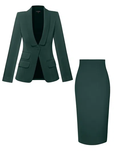 Tia Dorraine Vision Tailored Blazer & Skirt Suit - Dark Green