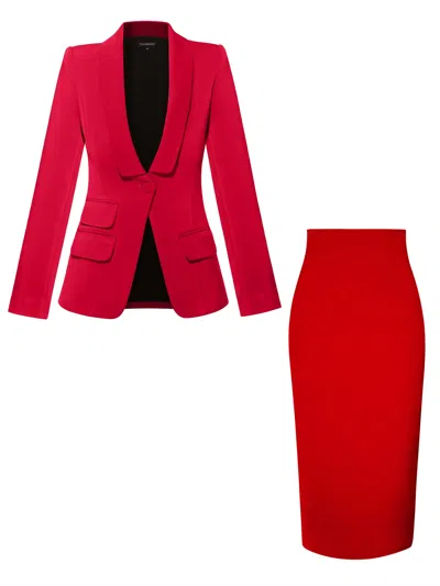 Tia Dorraine Vision Tailored Blazer & Skirt Suit - Fierce Red