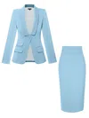 Tia Dorraine Vision Tailored Blazer & Skirt Suit - Light Blue In Blue