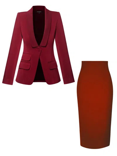 Tia Dorraine Vision Tailored Blazer & Skirt Suit, Burgundy