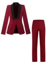 Tia Dorraine Women's Red Vision Timeless Single-breasted Blazer - Burgundy & Black In Red
