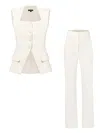 Tia Dorraine White Classic Chic Vest & Trousers Set In White
