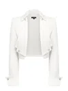 Tia Dorraine Women's A Touch Of Glamour Cropped Blazer Pearl White In White