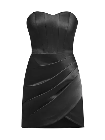 Tia Dorraine Women's A Touch Of Glamour Satin Mini Dress Black