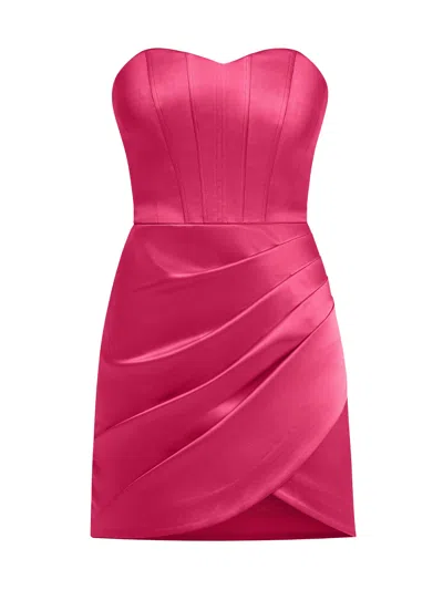 Tia Dorraine Women's A Touch Of Glamour Satin Mini Dress, Hot Pink