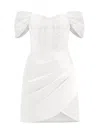 Tia Dorraine Women's A Touch Of Glamour Satin Mini Dress With Lace - White In White