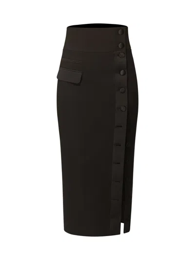 Tia Dorraine Women's Black Femme Fatale Midi Skirt
