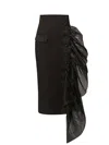 Tia Dorraine Women's Black Femme Fatale Midi Skirt With Removable Organza In Black
