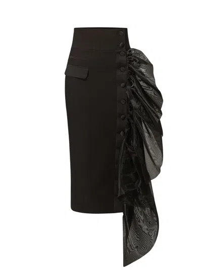 Tia Dorraine Women's Black Femme Fatale Midi Skirt With Removable Organza