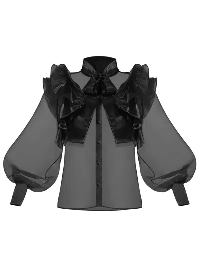 Tia Dorraine Women's Black Hypnotic Glow Sheer Organza Shirt