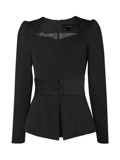 Tia Dorraine Women's Fitted Sweetheart Blouse - Black