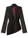 Tia Dorraine Women's Modern Power Asymmetric Tailored Blazer - Black In Black