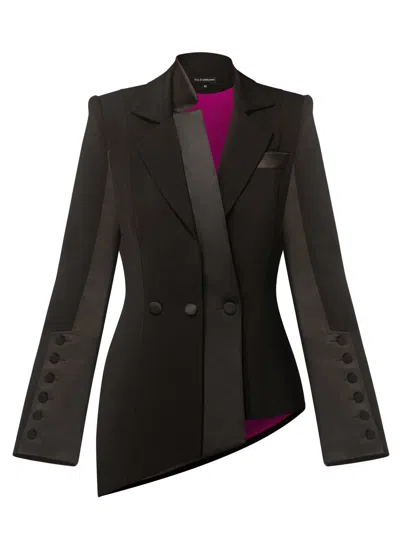 Tia Dorraine Women's Modern Power Asymmetric Tailored Blazer - Black