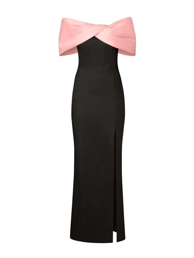 Tia Dorraine Women's Black / Pink Love In Bloom Maxi Dress, Black & Coral In Multi