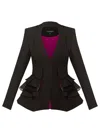 Tia Dorraine Women's Black / Pink / Purple Mon Chèri Ruffled Blazer In Black/pink/purple