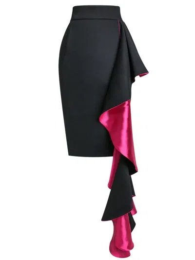 Tia Dorraine Women's Black / Pink / Purple More Is More Bodycon Midi Skirt, Black In Black/pink/purple