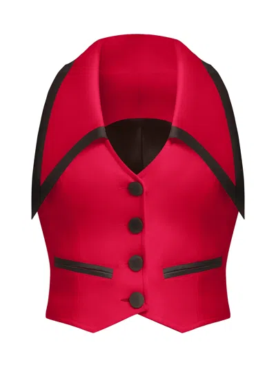 Tia Dorraine Women's Black / Red Born To Run Cropped Tailored Waistcoat – Fierce Red In Black/red