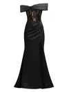 Tia Dorraine Women's Black Signature Of The Sun Evening Gown With Lace In Black