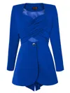 Tia Dorraine Women's Blue Royal Azure Cross Wrap Statement Blazer In Blue