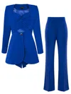Tia Dorraine Blue Royal Azure Statement Cross-wrap Power Suit In Blue