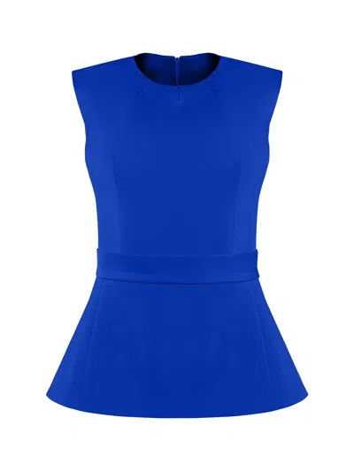 Tia Dorraine Women's Sleeveless Waist-fitted Top - Azure Blue