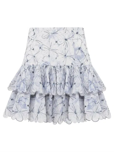 Tia Dorraine Women's Blue / White High-waist Mini Skirt In Georgette