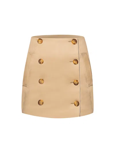 Tia Dorraine Women's Brown Button Front Mini Skirt