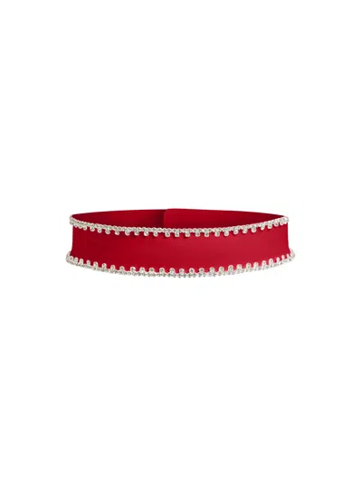 Tia Dorraine Women's Crystal-embellished Double Belt - Fierce Red